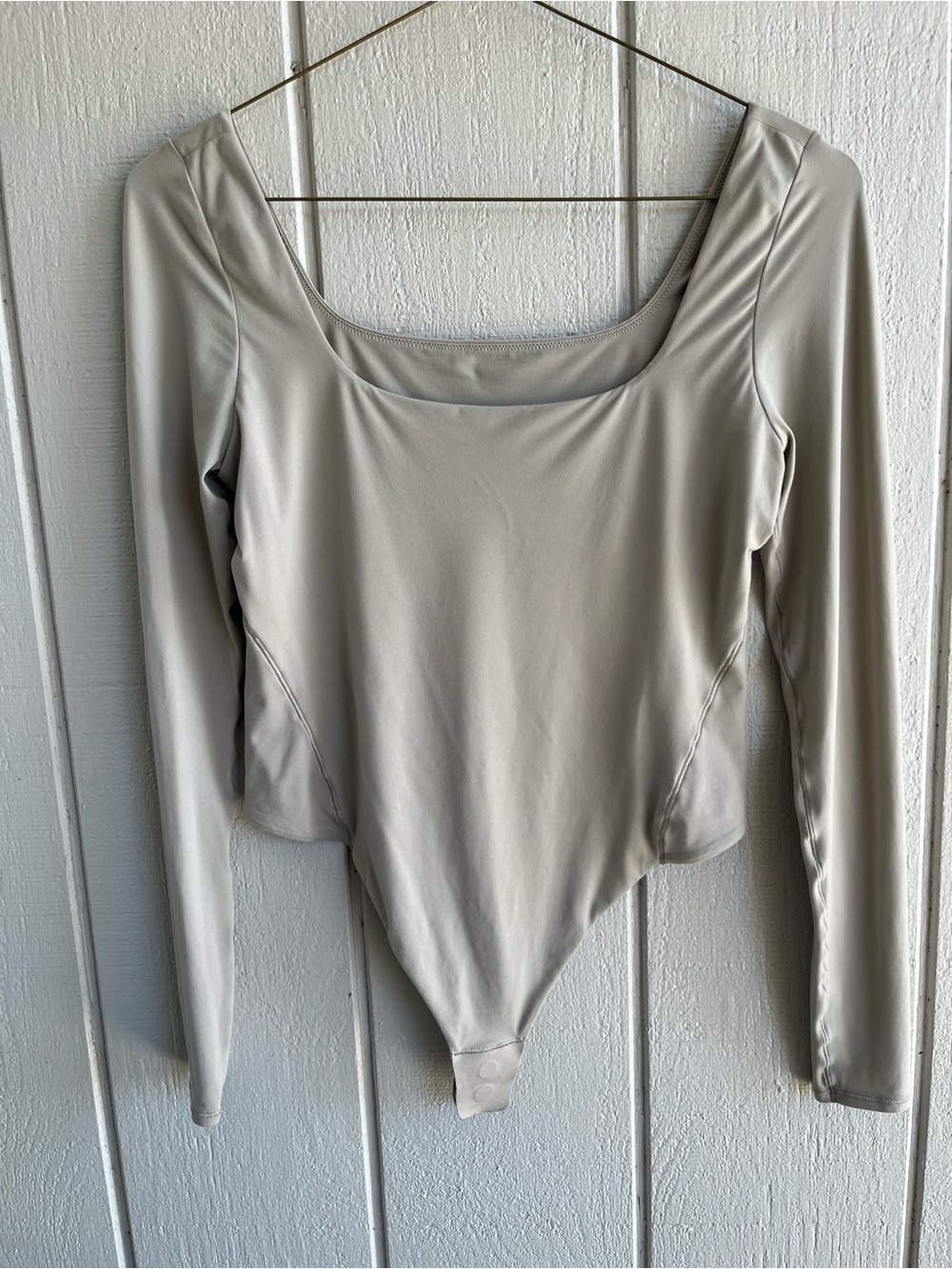 Lululemon Wundermost‎ Nulu Square Neck Long Sleeve Bodysuit Riverstone Gray M